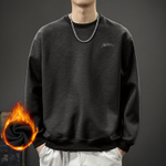 Мужская толстовка с вышивкой, зима, свободного кроя, с круглым вырезом, длинными рукавами, модная, осень-зима