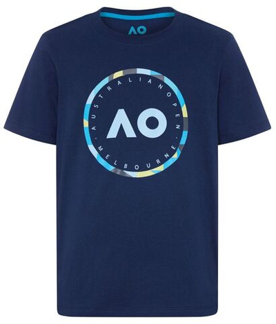 Футболка для мальчика теннисная Australian Open Boys T-Shirt Round Logo - navy