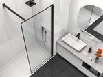 Душевая перегородка Волк-Ин (Walk-In) VSW-1HS800CLB, 800*2000,черный матовый, стекло прозрачное