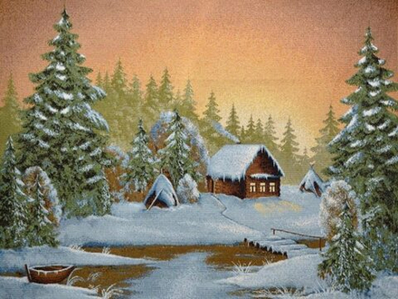 Гобеленовая картина "D. ПЕРВЫЙ СНЕГ" в багетной раме, Россия.