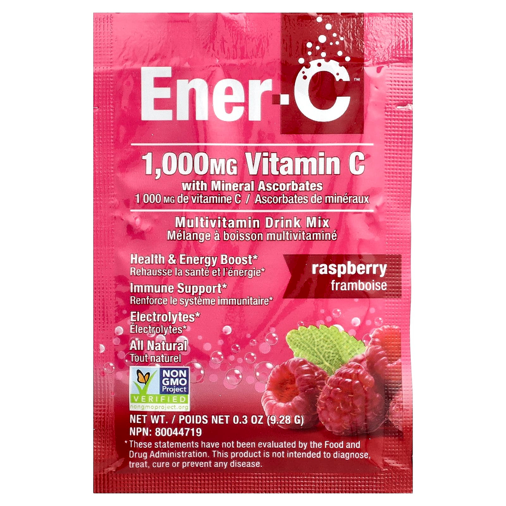 Ener-C, шипучая мультивитаминная смесь для приготовления напитка, малина, 30 пакетиков по 9,28 г (0,3 унции)