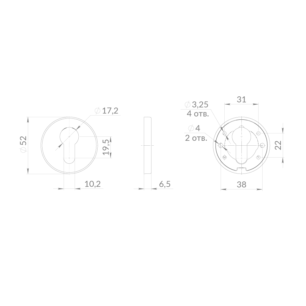 Накладка под цилиндр ET.R.EST.R52 SSG-39 сатинированное золото