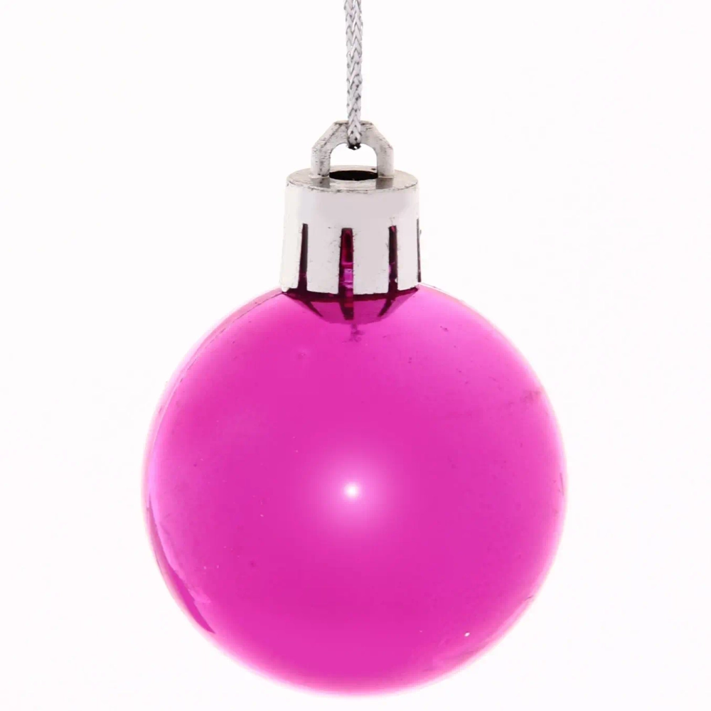 Новогодние шары 4 см (набор 6 шт) «Микс фактур», фуксия