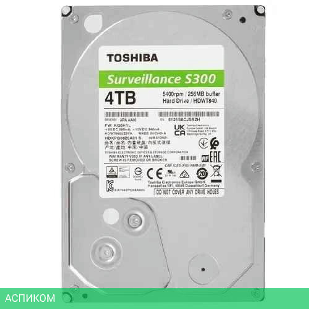 Жесткий диск Toshiba S300 4TB (HDWT840UZSVA)