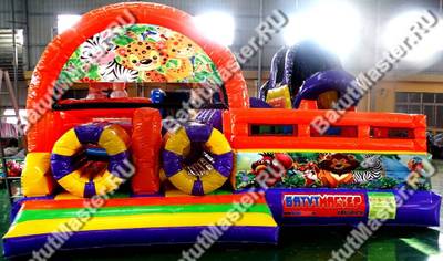 Коммерческий надувной батут "Дикая Африка" 10*6*4 м