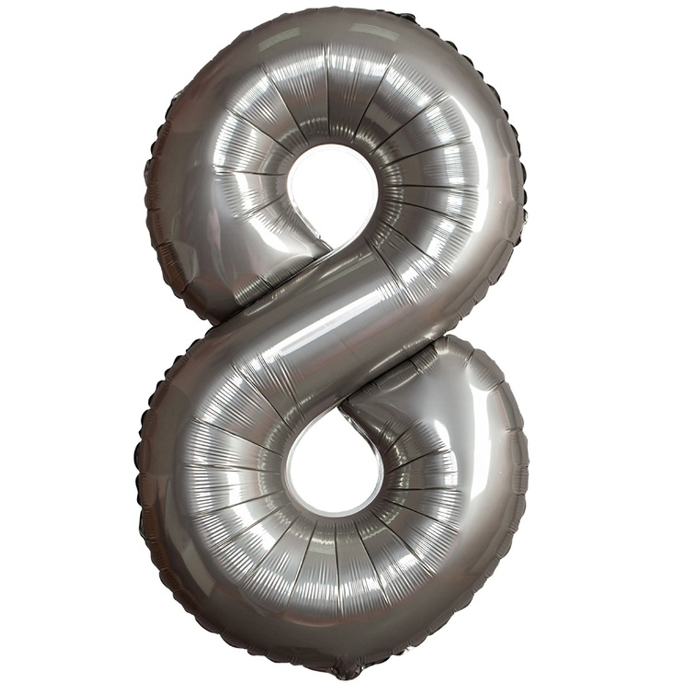 Шар фольгированный Цифра 8 101 см (Серебряный)