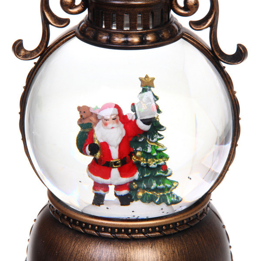 Сувенир с подсветкой «Зимняя история» 10,5*10,5*20 см (работает от 3*АА и USB+музыка, подсветка, эффект снегопада)