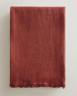 Zara Home плед из льна, терракотовый, 140x190 см