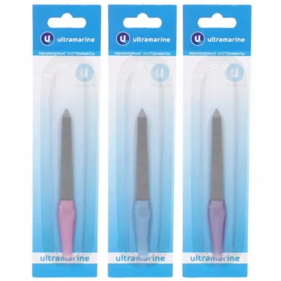 Пилка для ногтей металлическая на блистере «Ultramarine», цвет ручки микс, цвет пилки серебро,12,7см
