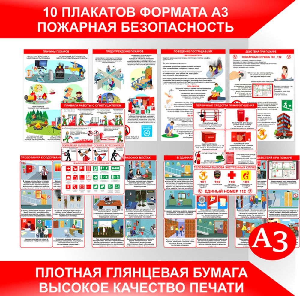Плакаты Пожарная безопасность (11 шт.) — купить по ФГОС | Учебный стандарт
