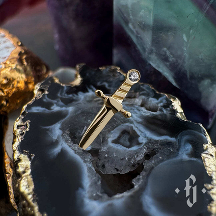 Накрутка "Stone Dagger" - Желтое золото - White CZ