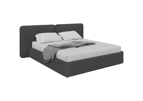 Кровать двуспальная Hub Soft 200 см (серый, букле)