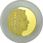 ЛЮКСЕМБУРГ, 2009, 5 ЕВРО [СОКОЛ] [БИМЕТАЛЛ: СЕРЕБРО + NORDIC GOLD]
