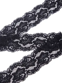 02-42 Кружево узкое эластичное 5,5 см, черный 170