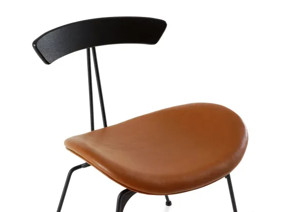 Cтул Candy металлический, дерево и коричневая экокожа