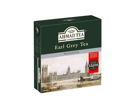 Чай черный с бергамотом в пакетиках Ahmad Tea Earl Grey, 100 пак/уп (Ахмад)