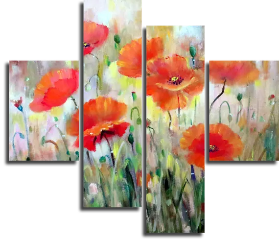 Модульная картина "Маки красками"