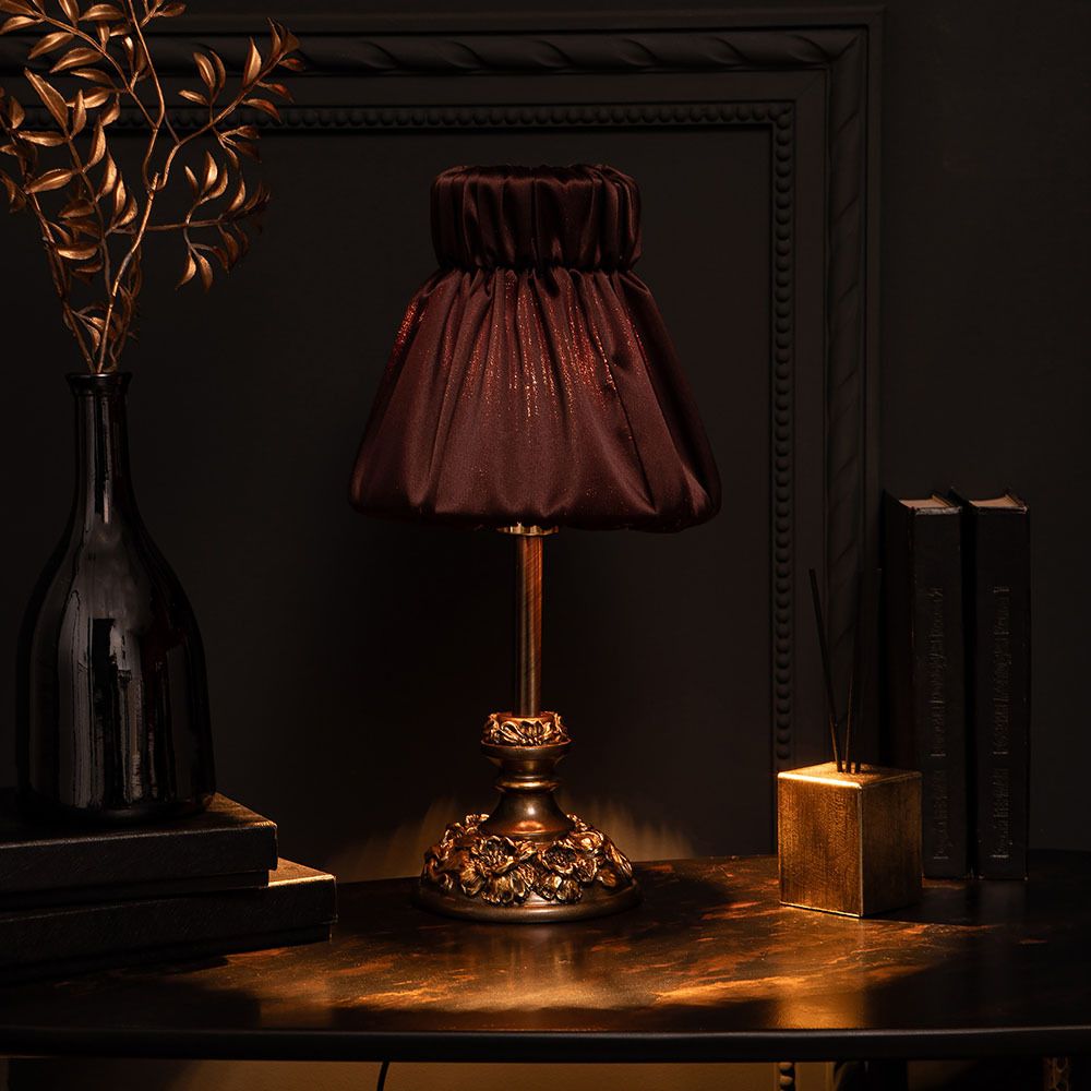 Настольная лампа Лето Weron Бронза с абажуром Адель Шоколад