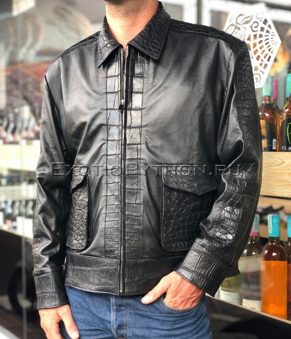 Куртка из кожи крокодила и кожи ягненка JT-78