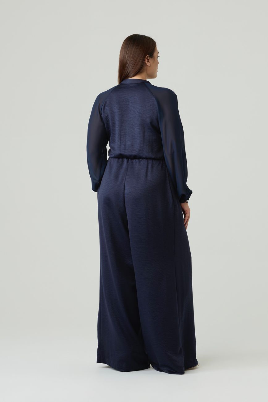 Комбинезон из атласной ткани, синий