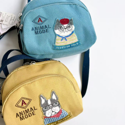 Мини-сумка пошет (pochette) с бульдогом Пауро, с ремнем, ANIMAL MODE, желтая, 26-9403-1, KUSUGURU