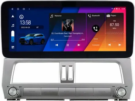 Магнитола Toyota Land Cruiser Prado 150 2017-2019 (без штатного 360) - Canbox H-Line 0073 монитор 12.3" QLED в стиле MERCEDES на Android 10, ТОП-процессор, CarPlay, 4G SIM-слот