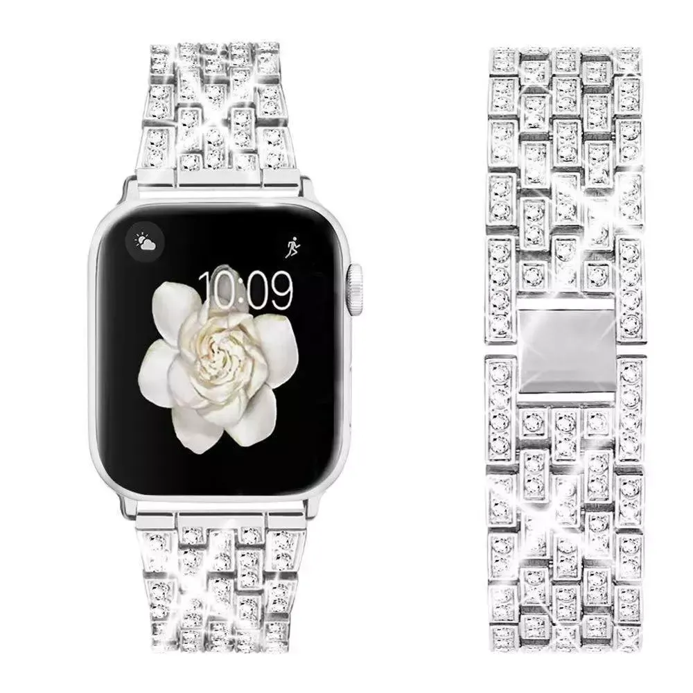 Ремешок Apple Watch 42мм,V образного типа со стразами Silver