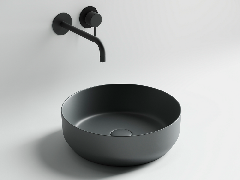 Умывальник чаша накладная круглая (цвет Темный Антрацит Матовый) Element 390x390x120мм