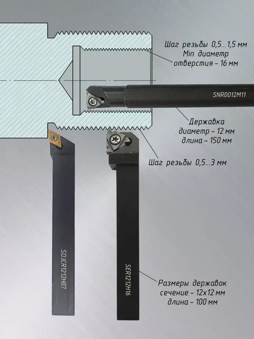Токарные резцы по металлу 12х12 / Набор из 7 резцов