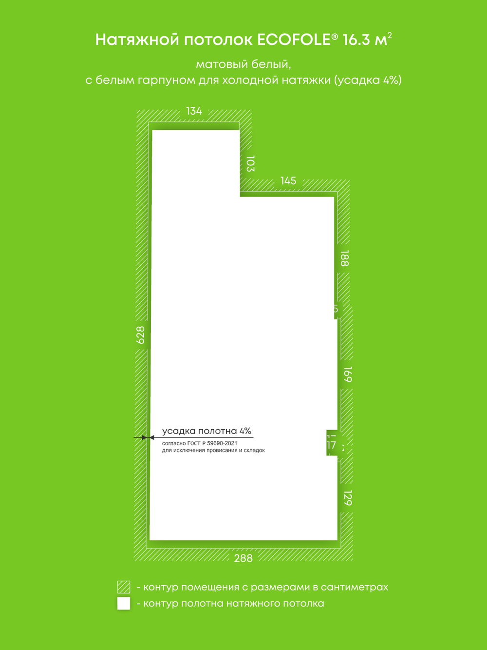 Натяжные потолки 16.3 м2, 3.4 м2