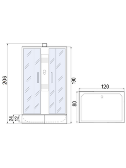 Душевая кабина RIVER QUADRO Б/К 120/80/24МТ 120x80x205 10000013643 Универсальная Прямоугольная