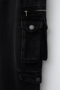ZARA ДЖИНСЫ МУЛЬТИКАРГО, ЧЕРНЫЙ