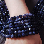 Иолит (кордиерит) природный, шар огранка, 7мм, цена за нить 13 см