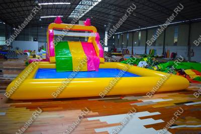 Надувная водная горка с бассейном «Карамелька», 10*6*4 м