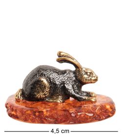 Народные промыслы AM-1552 Фигурка «Заяц Русак» (латунь, янтарь)