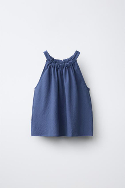 ZARA ТОП С ГОРЛОВИНОЙ ХАЛТЕР, СИНИЙ
