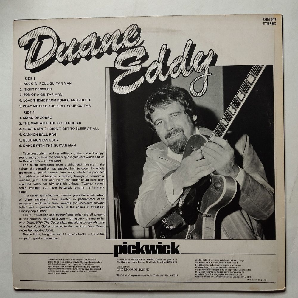 Винтажная виниловая пластинка LP Duane Eddy Guitar Man (UK 1976)