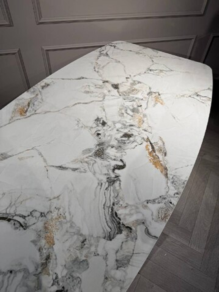 Стол обеденный Ist Casa Соар-2, 160х90х76 см, серо-золотая керамика, золото