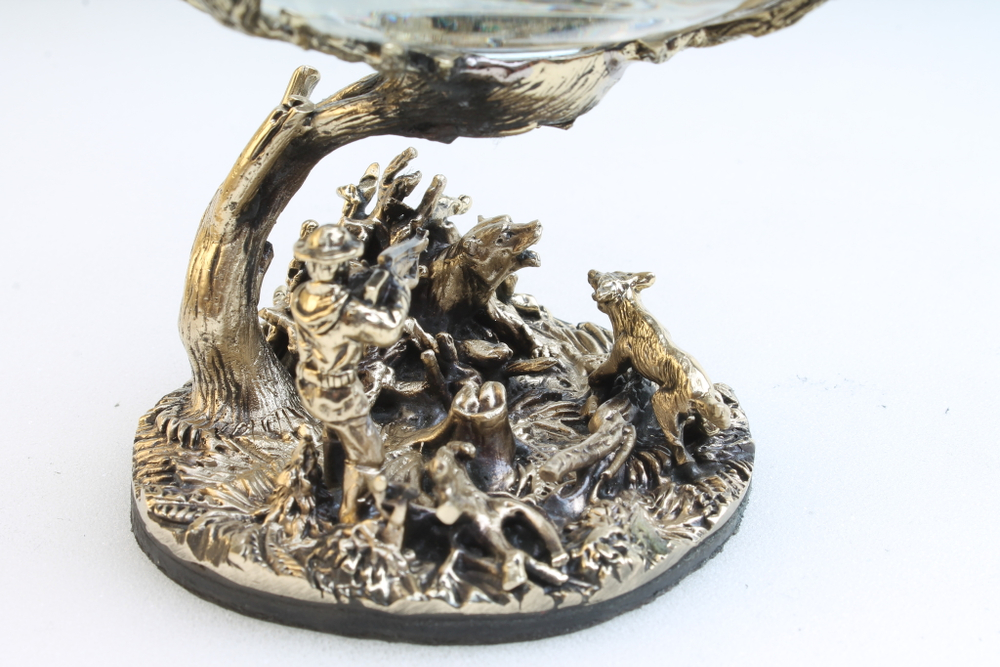 Набор из 2-х бокалов для коньяка "Охота на глухаря" и "Охота на медведя" (подарочный футляр)