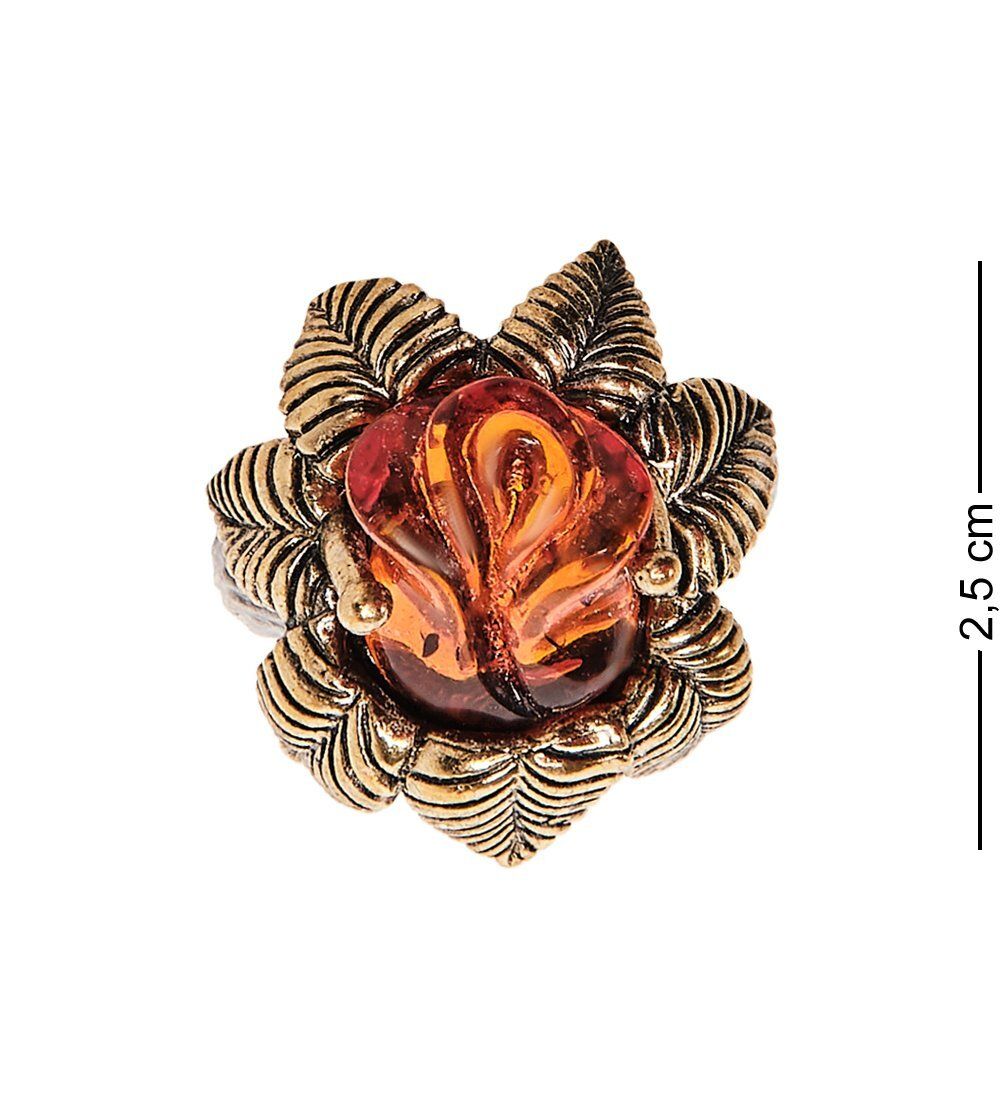 AM-2492 Кольцо «Розочка Нимфа» (латунь, янтарь)