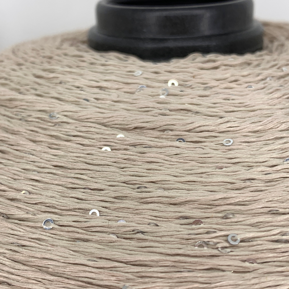 LINETTE PAILETERS - 80% лен, 20% п/а, микропайетки 2мм - серебро, бежевый; 450м\100гр