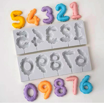 Молд силиконовый "Цифры шары" 5,7*16 см, высота цифры 4 см