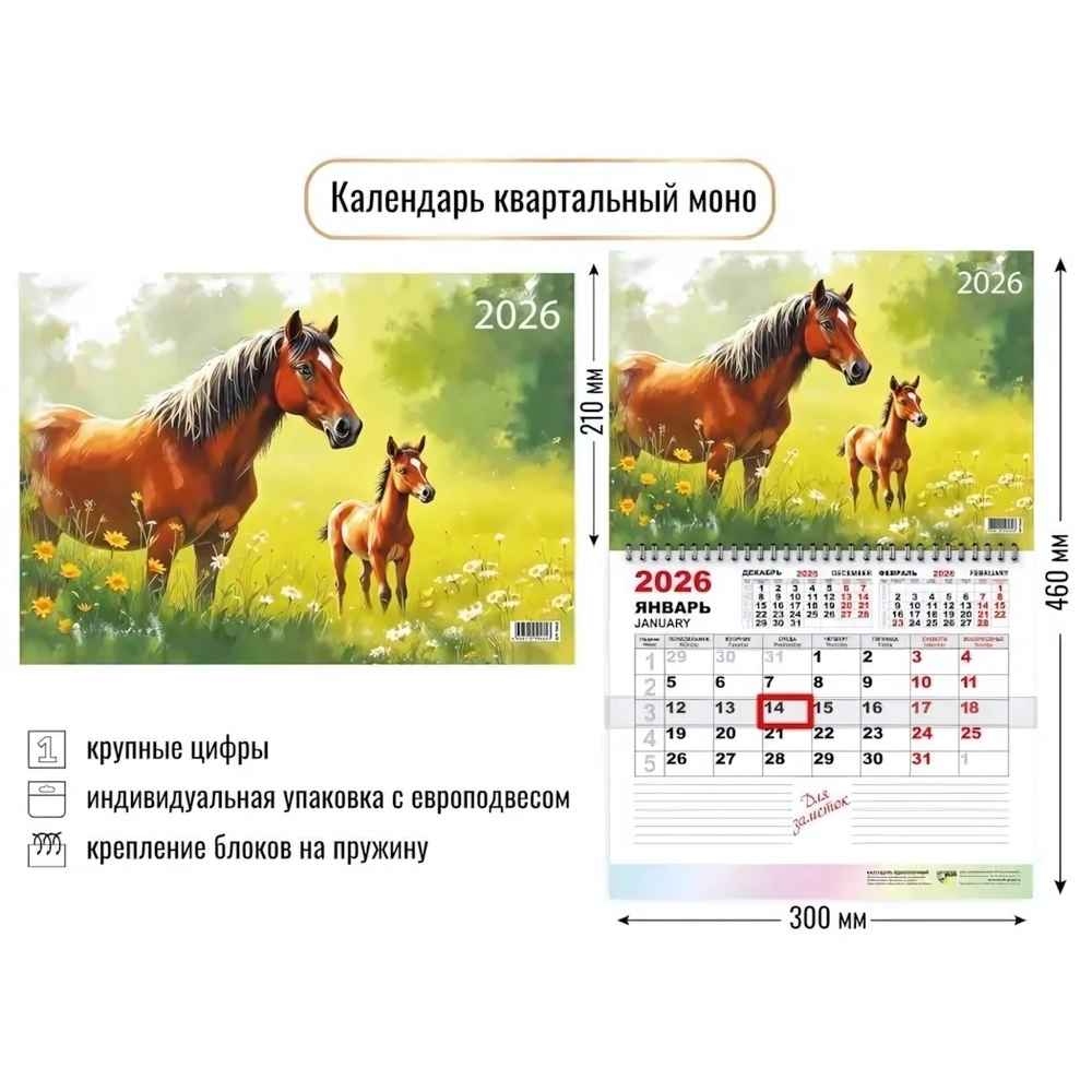 Календарь моно 2026 символ года