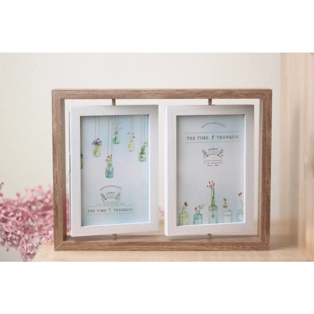 Фоторамка двойная 10*15см вращающаяся, коричневая