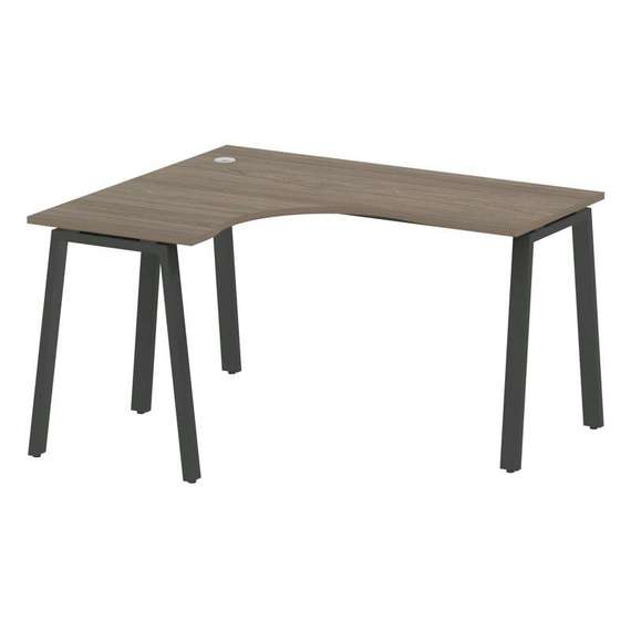 Metal System Стол криволинейный левый на А-образном м/к БА.СА-3 (L) Вяз Благородный/Металл Антрацит