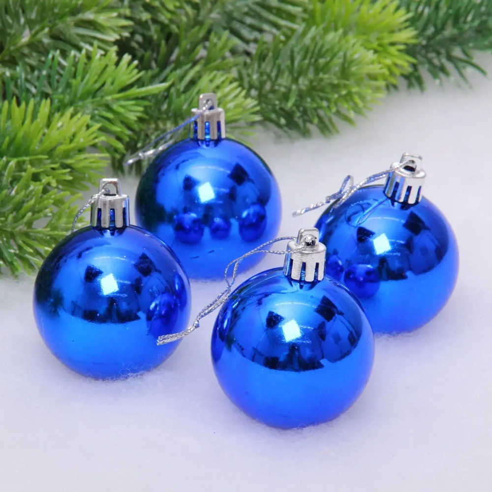 Новогодние шары 5 см (набор 4 шт) «Глянец», синий