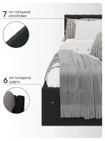 Односпальная угловая кровать 90х200 "Юлия" Черный-Велюр