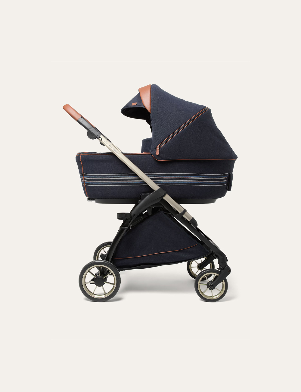 Детская Коляска Loro Piana Stroller and Bassinet "LP Canvas Dark Blue /Caramel Sugar"