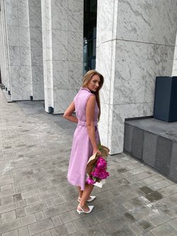 Платье розово-лиловое из твида