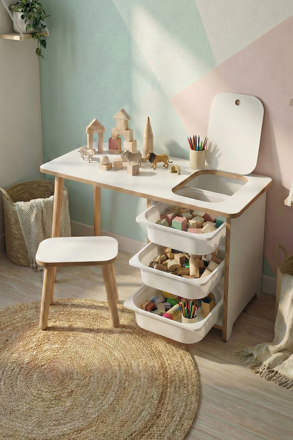 Стол малый с ящиками - белый